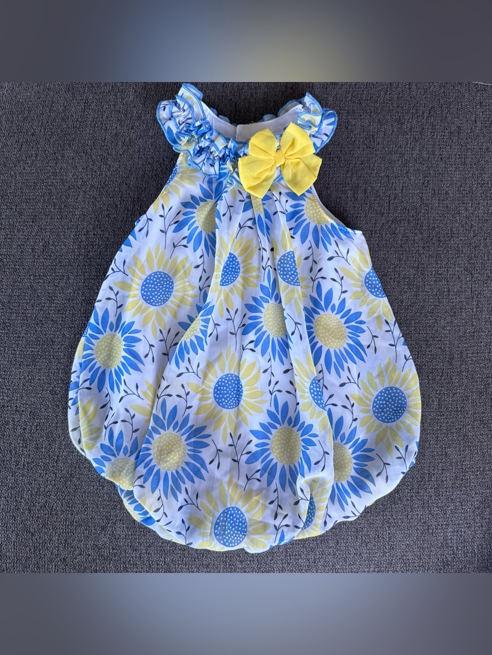 Baby Essentials Blue Yellow Sunflower Bubble Romper Baby Girl 18M